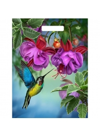 Пакет с принтом в виде колибри в цветах с вырубной ручкой (31х40 см) - Сима-Ленд - купить с доставкой в Пскове