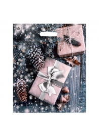 Новогодний пакет с принтом в виде подарков и вырубной ручкой (45х38 см) - Сима-Ленд - купить с доставкой в Пскове