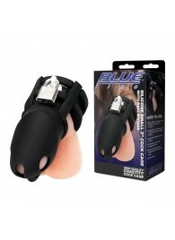 Черная клетка для пениса Silicone Small 2 in Cock Cage With Ball Divider - BlueLine - купить с доставкой в Пскове