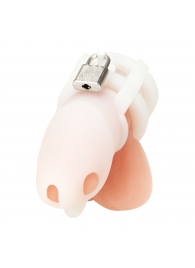 Белая клетка для пениса Silicone Small 2 in Cock Cage With Ball Divider - BlueLine - купить с доставкой в Пскове
