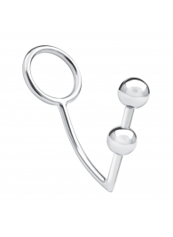 Кольцо на пенис с анальным стимулятором Two Bead Stainless Steel Anal Hook   Cock Ring - BlueLine - в Пскове купить с доставкой