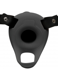 Черный полый страпон с вибрацией 2’’ Erection 28X Smooth Vibrating Silicone Penis Sheath - XR Brands - купить с доставкой в Пскове