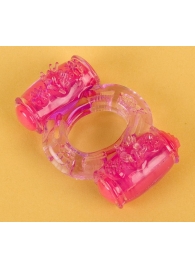 Фиолетовое виброкольцо с двумя вибропульками - Toyfa Basic - в Пскове купить с доставкой