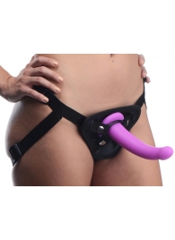 Лиловый поясной страпон Navigator Silicone G-Spot Dildo with Harness - 17,8 см. - XR Brands - купить с доставкой в Пскове