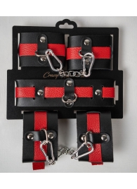 Черно-красный набор фиксаций: наручники, оковы и ошейник - Crazy Handmade - купить с доставкой в Пскове