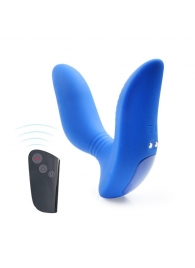 Синий вибромассажер простаты 3,5’’ Remote Control Curve P-spot Massager - 12 см. - Erokay - в Пскове купить с доставкой