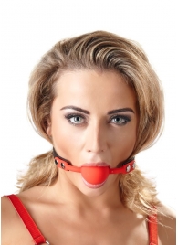 Силиконовый кляп-шар на чёрных ремешках Red Gag silicone - Orion - купить с доставкой в Пскове