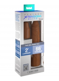 Коричневая насадка на член 2  Silicone X-tension - 20,3 см. - Pipedream - в Пскове купить с доставкой