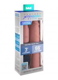 Телесная вибронасадка на член 3  Vibrating Mega X-tension with Remote - 22,9 см. - Pipedream - в Пскове купить с доставкой