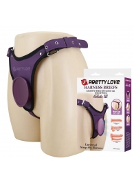 Фиолетовые трусики харнесс с платформой Caludio III - Baile - купить с доставкой в Пскове