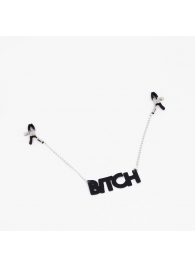 Зажимы на соски с кожаной подвеской Bitch - Crazy Handmade - купить с доставкой в Пскове