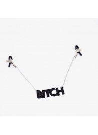 Зажимы на соски с кожаной подвеской Bitch - Crazy Handmade - купить с доставкой в Пскове