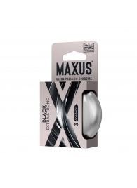 Черные утолщенные презервативы MAXUS Extra Strong с железным кейсом - 3 шт. - Maxus - купить с доставкой в Пскове