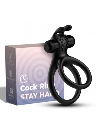 Черное эрекционное виброкольцо с подхватом мошонки Stay Hard - Boys of Toys - в Пскове купить с доставкой
