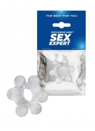 Прозрачное эрекционное кольцо с 6 стимулирующими шариками - Sex Expert - в Пскове купить с доставкой