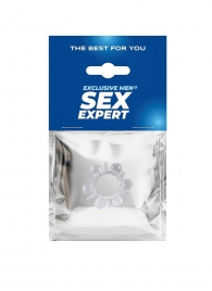 Прозрачное эрекционное кольцо с шариками и шипами - Sex Expert - в Пскове купить с доставкой