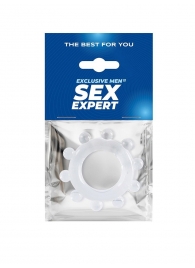 Прозрачное эрекционное кольцо со стимулирующими шариками - Sex Expert - в Пскове купить с доставкой