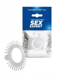 Эластичное эрекционное кольцо с шипиками и шариком - Sex Expert - в Пскове купить с доставкой