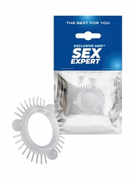 Эластичное эрекционное кольцо с 3 шариками и шипами - Sex Expert - в Пскове купить с доставкой