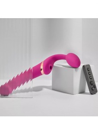 Ярко-розовый безремневой страпон Multi Orgasm Bendable Strap-On size L с клиторальной стимуляцией - Strap-on-me - купить с доставкой в Пскове