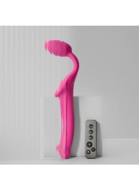 Ярко-розовый безремневой страпон Strap-on-me Vibrating Bendable Strap-On size L - Strap-on-me - купить с доставкой в Пскове