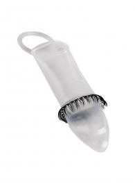 Закрытая насадка на пенис с подхватом мошонки и стимулирующими «ресничками» - Sextaz - в Пскове купить с доставкой