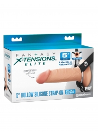 Телесный пустотелый фаллопротез 5’’ Hollow Silicone Strap-On - 14 см. - Pipedream - купить с доставкой в Пскове