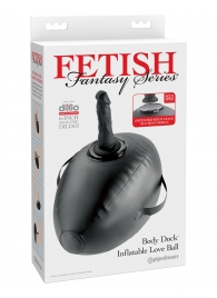 Черный надувной мяч с платформой для фиксации дилдо Body Dock Inflatable Love Ball - Pipedream - купить с доставкой в Пскове