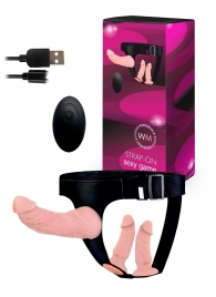 Женский страпон с 3 насадками и вибрацией - Erowoman-Eroman - купить с доставкой в Пскове