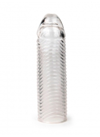 Прозрачная закрытая насадка на пенис с ребрышками - 16 см. - Sex Expert - в Пскове купить с доставкой