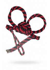 Черно-красные наручники-оковы ’’Узел-омега’’ из хлопковой веревки - Pecado - купить с доставкой в Пскове