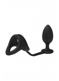 Черное эрекционное кольцо с анальной пробкой Cockstrap With Anal Plug - Dream Toys - в Пскове купить с доставкой