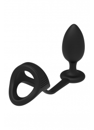 Черное эрекционное кольцо с анальной пробкой Cockstrap With Anal Plug - Dream Toys - в Пскове купить с доставкой