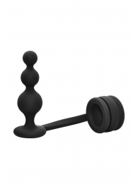 Черное эрекционное кольцо с анальной елочкой Cockring With Beaded Anal Plug - Dream Toys - в Пскове купить с доставкой