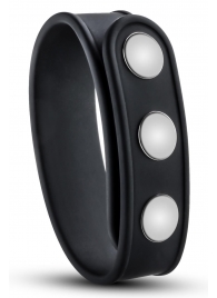 Черное эрекционное кольцо на кнопках - Blush Novelties - в Пскове купить с доставкой