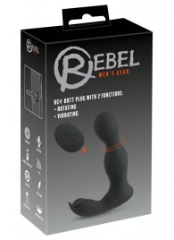 Черная анальная пробка с вибрацией, вращением и пультом ДУ RC Butt Plug with 2 Functions - Orion - в Пскове купить с доставкой