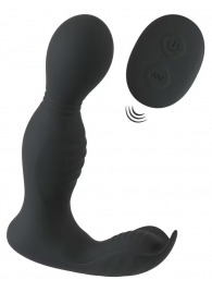 Черная анальная пробка с вибрацией, вращением и пультом ДУ RC Butt Plug with 2 Functions - Orion - в Пскове купить с доставкой