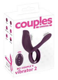 Фиолетовая насадка на член с клиторальным отростком и пультом ДУ RC Couple’s Vibrator 2 - Orion - в Пскове купить с доставкой