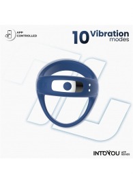 Синее интерактивное эрекционное виброкольцо Rank - Intoyou - в Пскове купить с доставкой