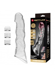 Прозрачный фаллоудлинитель с 3 вставками - 28 см. - Baile - в Пскове купить с доставкой