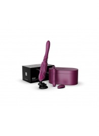 Фиолетовая секс-машина с функцией нагрева, насадками и присоской Sesh - Zalo - купить с доставкой в Пскове