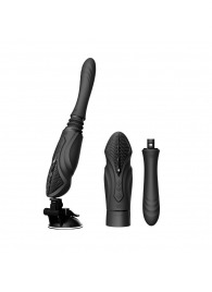 Черная секс-машина с функцией нагрева, насадками и присоской Sesh - Zalo - купить с доставкой в Пскове