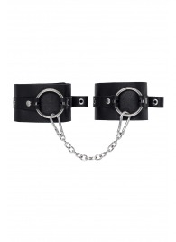 Черные оковы из толстой кожи с люверсами - Pecado - купить с доставкой в Пскове