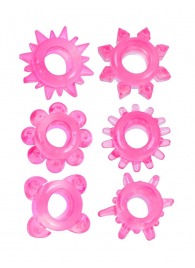 Набор из 6 розовых эрекционных колец с различным рельефом - Erowoman-Eroman - в Пскове купить с доставкой