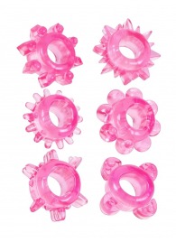 Набор из 6 розовых эрекционных колец с различным рельефом - Erowoman-Eroman - в Пскове купить с доставкой