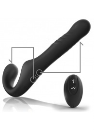 Черный безремневой страпон с вибрацией и возвратно-поступательными движениями - 24 см. - Ibiza - купить с доставкой в Пскове