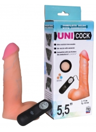 Фаллическая насадка Харнесс UNICOCK 5,5  с вибрацией - 17 см. - LOVETOY (А-Полимер) - купить с доставкой в Пскове