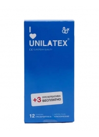 Классические презервативы Unilatex Natural Plain - 12 шт. + 3 шт. в подарок - Unilatex - купить с доставкой в Пскове