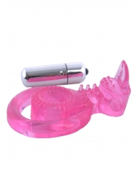 Розовая вибронасадка со стимулятор клитора   Язычок - Toyfa Basic - в Пскове купить с доставкой