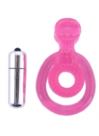 Розовая вибронасадка со стимулятор клитора   Язычок - Toyfa Basic - в Пскове купить с доставкой